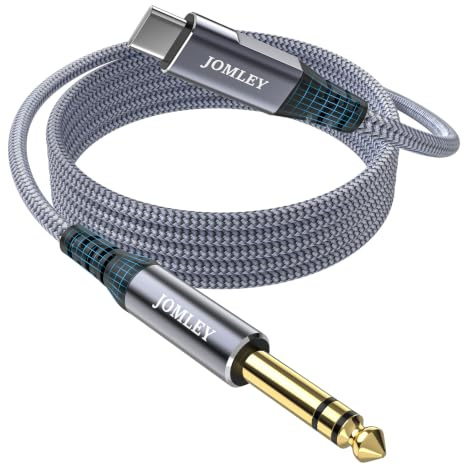 JOMLEY Câble audio USB C vers 1/4 pouce, câble stéréo TRS de type C vers 6,35 mm, câble audio pour smartphone, tablette, ordinateur portable, amplificateur, haut-parleur - 1 mètre