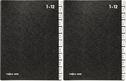 Pagna Pultordner Classic (Pultmappe, 12 Fächer, 1-12/Jan-Dez) schwarz, A - Z (Packung mit 2)