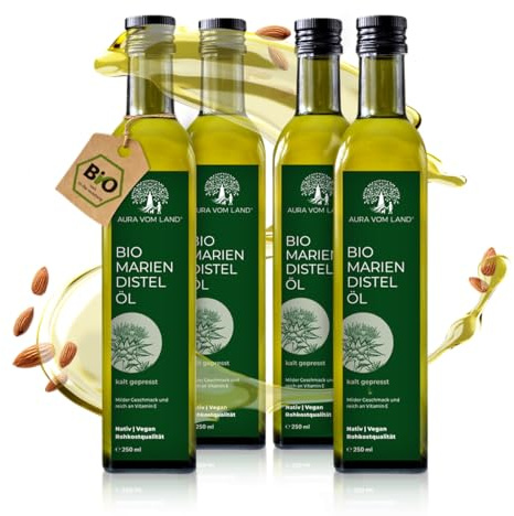 Mandelöl Bio Premium Kaltgepresst & Regional – 4 x 250 ml – Ideal als Speiseöl, Kosmetik, Baby Öl, Haaröl & Massageöl – Süßmandelöl Hergestellt in Bayern