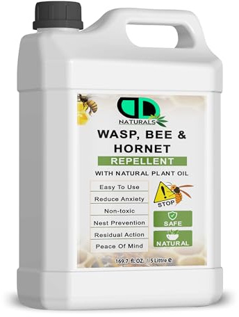 100% Natural Wasp, Bee & Hornet Repellent – Plant-Based Insect Deterrent – Non-Toxic, Safe, Easy to Use, Nest Prevention, Residual Action for Outdoor & Indoor Use (5 Litter)