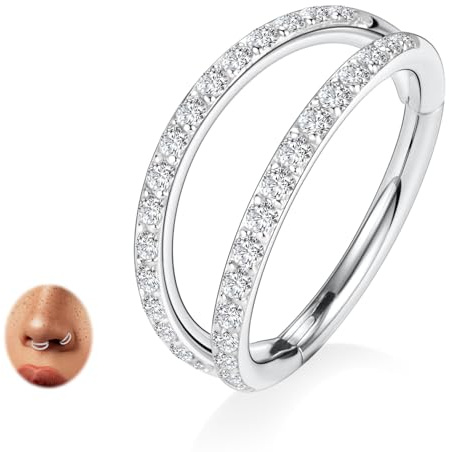 AROWRO Doppio anello nasale G23 titanio setto piercing conch Helix Daith Rook Tragus cartilagine nasale gioielli anello labbra 20G 18G 16G