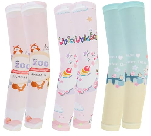 Jupsk 3 Pairs Kids Arm Sleeves, Boys Girls Summer Cooling Arms Cover Sun Protection Compression Sunscreen Ice sleeve Breathable Basketball Football Baseball Volleyball Arm Sleeve