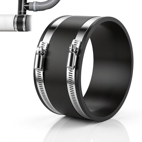 Mbsomnus Ø 150 mm Flexible Gummimuffe Gummikupplung mit 2 Stück Edelstahlschellen Geräuschmindernde Manschette Rohrverbinder für Rohrventilator Stahlrohr Kohlefiltern Starres Rohr Lüftungsrohr