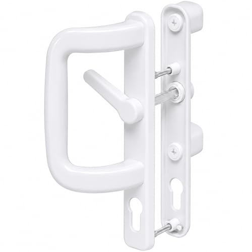Trusky uPVC Sliding Patio Door Handle - 92mm 92PZ - White P Door Handle - Inline Lever Pair Set - 92PZ XL White Sliding Patio Door Handles with Inline Locking Lever Powder Coated Durable Finish