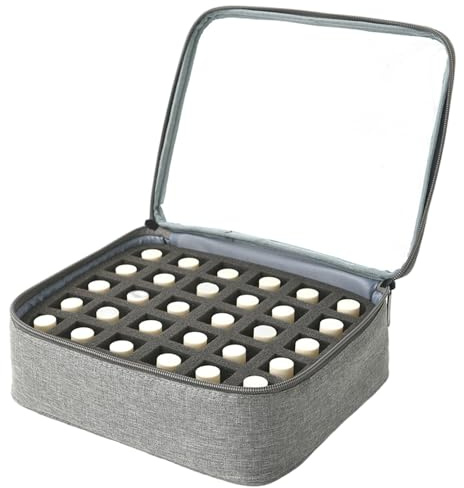 XVHOAB 1PC Nail Polish Organiser for 30 Bottles, Well Padded Nail Varnish Storage with Transpartent Lid, Portable Zippered Storage Bag for Home Salon Travel, 9.8x8.7x2.8 inch.