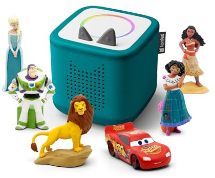 Toniebox 2 Audio Player Disney Bundle for Kids 3+ with Elsa, Moana, Lightning McQueen, Simba, Encanto, and Toy Story - Tropical Teal