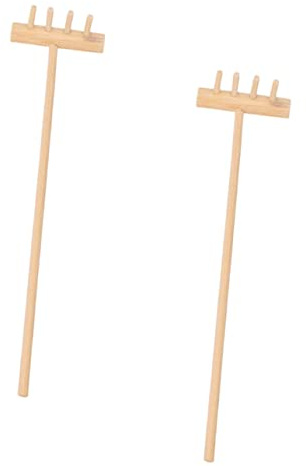 STAHAD 2 pièces Mini Râteaux Naturel pour Jardin Zen et Décoratifs Accessoires de Bac à Sable Outils de pour Garçons et Filles Lot