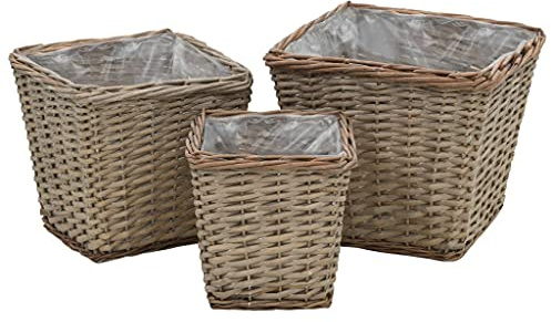 Générique Lits surélevés 3 pcs Osier avec Doublure en PE Maison & Jardin Pelouses & Jardins Jardinage Pots & Cache-Pots (Poids 2.4KG)