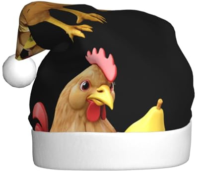 WHJSSF Chicken carrying a fruit basket Printed Christmas Hat for Adult for men and women clothing headband for festive occasions
