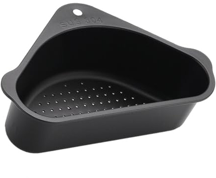 SHINEOFI Rejilla para Cesta de Drenaje para Fregadero Cesta de Acero Inoxidable Negra Soporte de Almacenamiento Escurridor de Fregadero de Cocina para Lavar Frutas