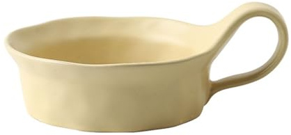 Keramiska fruktskålar, av stengods med handtag Porslinsskal, keramisk soppskål, salladsskål, 455 ml(Yellow)