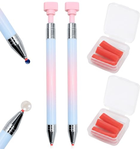 llikknve Automatic Refillable Wax Pen 4 Pcs Diamond Art Pens with Wax Refills, Diamond Painting Pen for Nail Art Rhinestones, Diamond Art Accessories and Tools