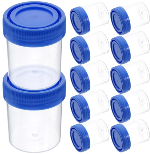 NAMOARLY Lot de 50 gobelets en plastique de 40 ml avec couvercle, récipients pour tests médicaux, bouteilles stériles pour collecte d'échantillons avec étiquettes d'enregistrement, couleur aléatoire