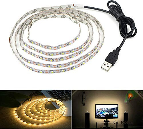 LED Beleuchtungsstreifen,USB TV Hintergrundbeleuchtung 6.56Ft/2m LED Band Licht für 40-60 Zoll HD Fernseher,Nicht Wasserdicht SMD 3528 5V warmweiß Bias Lighting,USB Bias Lighting für Heimkinos