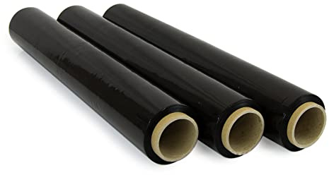 Film Rot zum Verpacken von 50 cm x 300 m Länge, elastische Folie, manuelle Verpackung (Schwarz, 3 Rollen)