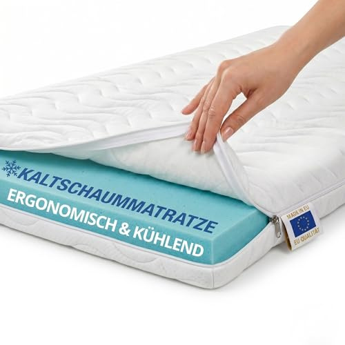 Pillows24 Matratze 140x200 H3, 13 cm Höhe, Kaltschaummatratze, Waschbar | Atmungsaktiver Bezug waschbar bis 60°C, Hautfreundliche Mattress, Atmungsaktiv & Hypoallergen Water Foam, Made in EU
