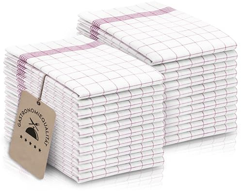 ZOLLNER 20er Set Geschirrtücher Baumwolle in 50x70 cm - super saugstarke und langlebige Küchentücher - waschbar bis 95°C – in rot weiß kariert - Gastronomiequalität - Oeko Tex® Zertifiziert