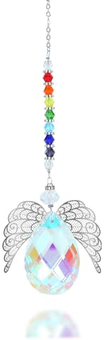 MAIGO Rainbow Crystal Angel Wing Suncatcher - Chakra Decor, Angel Wings Ornament, Suncatchers for Windows Hanging, Crystal Suncatcher, Chakra Hanging Car Accessories, Outdoor Colorful Home Decor (3)