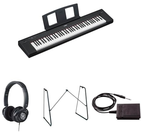 Yamaha NP-35 Piaggero Digital Keyboard with 76 Graded Soft-Touch Sensitive Keys bundled with HPH-150 Headphones, L-2C Keyboard Stand, and Sustain Pedal