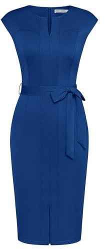 GRACE KARIN Dam bodycon klänning mössa ärm affärsklänningar med bälte formell klänning, Kungsblå, L
