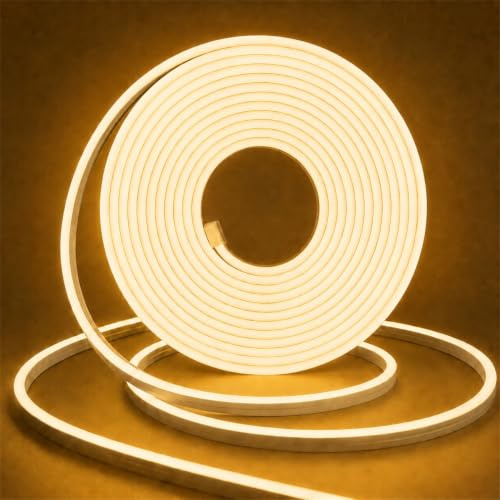 LED Neon Flexible 220V,Cinta LED Regulable 3 M,IP65 Impermeable Luz de Tira COB Blanca Cálida 3000K,Alto Brillo Tira de LED COB con Fuente de Alimentación,Para Decoración del Hogar,Cocina,Espejo