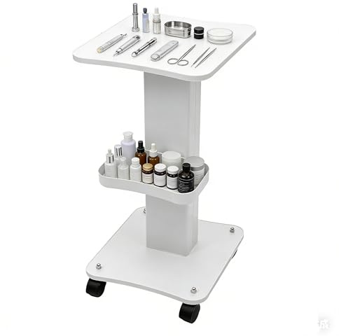 awolsrgiop Beauty Salon Chariot cosmétique avec panier de rangement, chariot de coiffure, capacité de charge 40 kg et 4 roues, 38 x 35 x 69 cm, blanc, pour coiffeur et salon de beauté