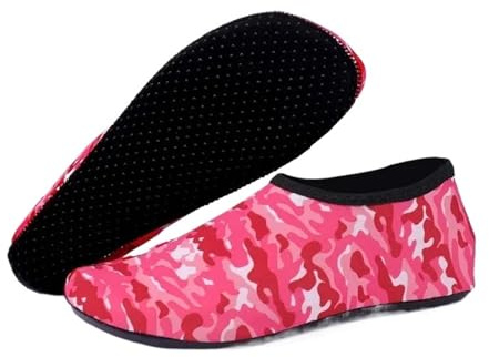 HWJFDC våtdräktsstrumpor halkfria unisex vattenskor – snabbtorkande vattenstrumpor för simning, dykning och strand, sommar lätta för män och kvinnor (B-kamouflage röd, 3XL (44-45))