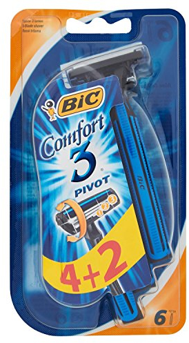Bic Comfort 3 Pivot, Rasoi 3 Lame Usa e Getta - Confezione da 6 Pezzi
