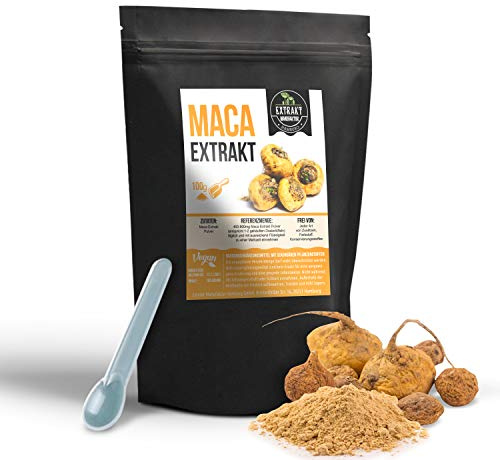 Maca Extrakt | 100g Pulver | Wurzelextrakt naturrein - ohne Zusatzstoffe | hochdosiert, vegan & in Deutschland abgefüllt (Pulver 100g)