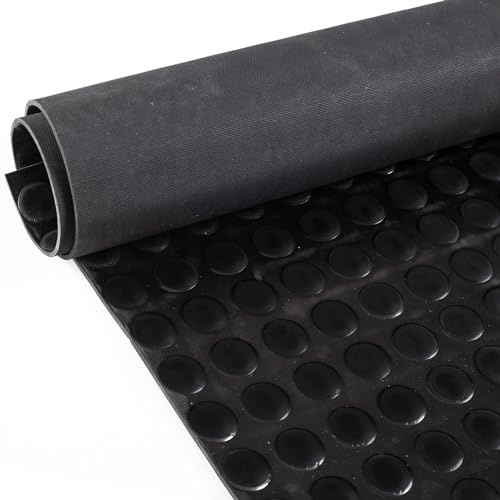 Tappetino in gomma al metro, 3 mm, tappetino antiscivolo come pavimento da officina, tappetino antiscivolo per banco da lavoro, tappetino in gomma per rimorchi, cantine, garage, colore nero, 210 x 100