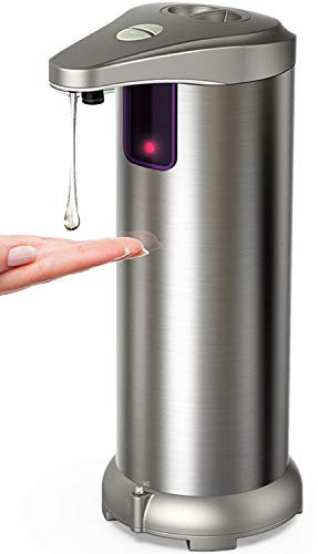 Hanamichi Dispensador Automático de Jabón con Acero Inoxidable, Sensor de Movimiento por Infrarrojos, Base Impermeable, Interruptor Ajustable, Baño Apropiado, Cocinas, Hotel, Restaurante
