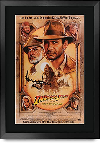 HWC Trading Indiana Jones And The Last Crusade A3 Gerahmte Signiert Gedruckt Autogramme Bild Druck-Fotoanzeige Geschenk Für Harrison Ford Filmfans