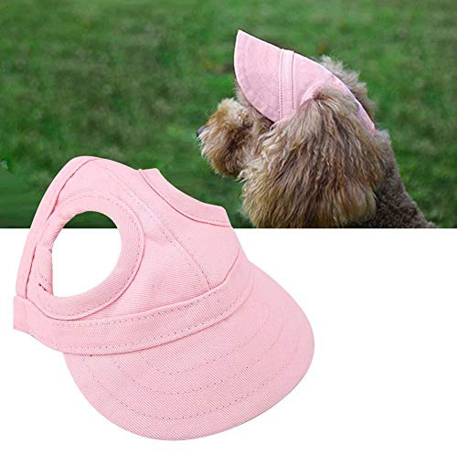 Pssopp Verstellbare Hunde Baseball Kappe, Sport Mütze mit Ohrlöchern, Outdoor Sonnenschutz Visier, Rosa, Größe M