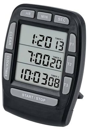 Jayron JR-KT001 Digitaler Timer Großer LCD 3-Kanal-Digital-Timer,Küchentimer,Countdown-Timer Kochtimer Reset Uhralarm Lauter Starker Magnet Halterung Austauschbare Batterie für ältere Kinder