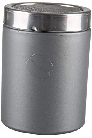 Tubayia Espolvoreador de polvo de acero inoxidable, para café, cacao, canela, chocolate, colador, coctelera (gris)