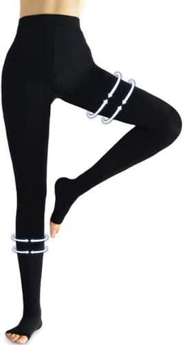 beister Medizinische Kompressionsstrümpfe Damen Herren Lang, 20-30 mmHg Stützstrümpfe, Kompressionshose klasse 2 Solide Unterstützung für Krampfadern,Ödeme (Schwarz, XX-Groß)