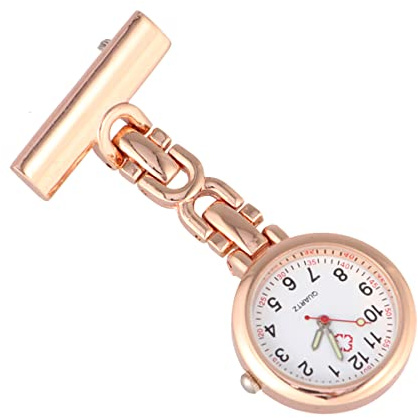 Medizinische Taschenuhr aus Zinklegierung in Gold für Ärzte | Brooch Design zum Anstecken, Schlicht Retro, für Krankenhaus und Pflegeeinsatz