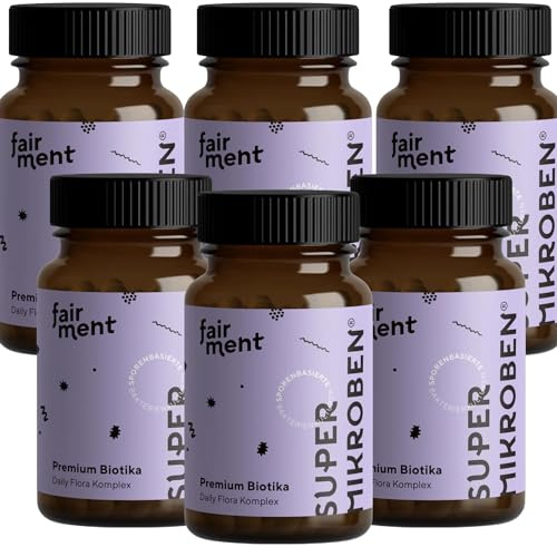 fairment SuperMikroben® Bakterien Stämme 3 MRD KBE/Tagesdosis, mit Zink, vegan, histamin-freundlich und hochdosiert, 60 Kapseln aus Deutschland - (6 Gläser mit je 60 Kapseln)