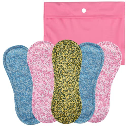 Bamboolik|Waschbare Stoffbinde | Satin & Bio-Baumwolle | Druckknopf |5er-Set - 2x Hellblau, 2x Rosa, 1x Gelb + XS Wetbag Rosa|wiederverwendbar|MADE IN EU|Stoffslipeinlagen Ausfluss|Stoffbinden
