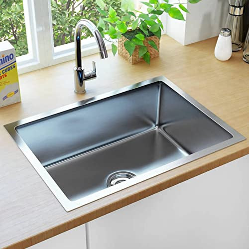Festnight Handgemachte Einbauspüle mit Sieb Schneller Wasserabfluss in X-Form Küchenspüle Spülbecken Küche Edelstahl Sink Einbauwaschbecken Spüle Edelstahl