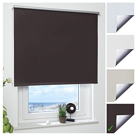 Ourdeco Rollo, Fenster Rollo, Kettenzug-Rollo / 162 x 180 cm (Breite x Höhe), braun/Thermo-Beschichtung, Verdunkelnd, Blickdicht/Breiten 60-200 cm/viele Farben
