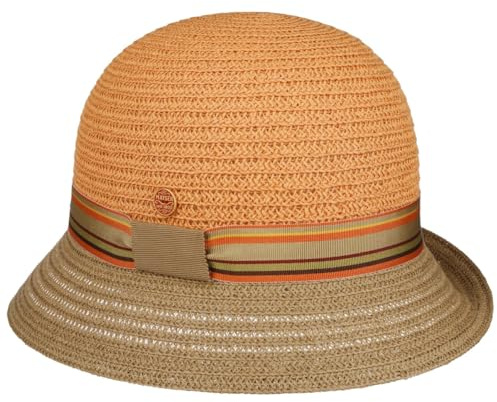 Mayser Nanni Twotone Strohhut Glockenhut Made in EU Damen Frühling Sommer orange One Size