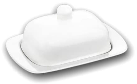 Wilmax Butterdose Keramik - Porzellan Weiß Elegant - Für alle Geschirre - Für den Alltag -Für Partys - Zum Servieren und Aufbewahren von Butter - Kratzfest Spülmaschinenfest