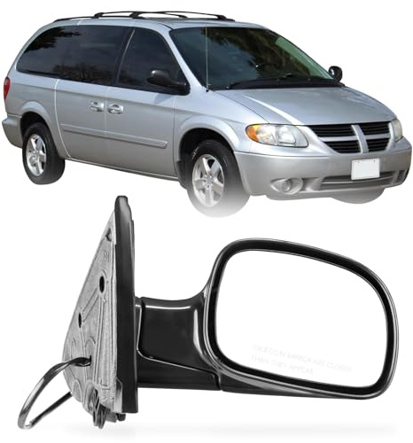 PZ Driver Side Door Mirror for 2001-2007 Dodge Grand Caravan, Caravan, Chrysler Voyager, Town & Country Left Side Front Mirror Replacement with Power Adjustment, Black