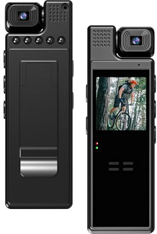 Andoer 4K Mini Körperkamera, Body Cam mit 180° Objektiv, WiFi-Videokamera mit Nachtsicht, Bewegungserkennung, unterstützt APP-Steuerung für tägliche Aufzeichnung/Service/Lieferung/Konferenz