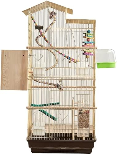 JOLUCE Original Bird Cage Bird Cage for Conure Electroplated Golden Breeding Bird Cage, Home Large Bird Villa with Tray, Parrot Cage with Toy Accessories, Easy to Install