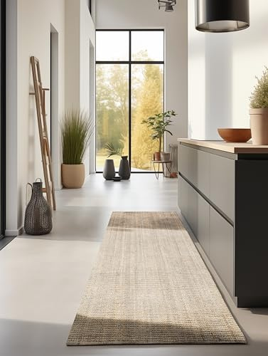 Hanse Home Jute Teppich – Natur Wohnzimmerteppich aus 100% Jute - Handgewebt & Natürlich – Boho Naturfaser Juteteppich für Wohnzimmer, Schlafzimmer, Esszimmer – Naturweiß Ivory, 80x200cm