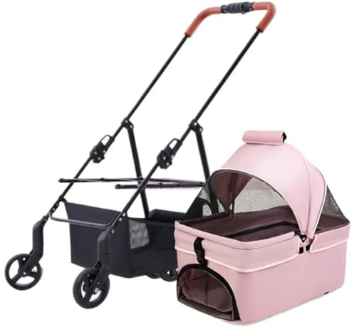 Hundebuggy Hundewagen Zusammenklappbarer Haustier-Kinderwagen, Bis Zu 44 Pfund Schwerer Hunde-Klappwagen, 4-Räder-Hundekatzen-Welpen-Kinderwagen Für Mittelgroße Und Kleine Haustiere Katzenwagen Katzen