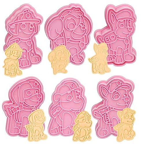 Cookie Cutters Set,6 PCS Animal Cookie Cutters for Kids 3D Paw Dog Mould Plastic Biscuit Fondant Press Plunger Cutters Mould for Kids Cake Pastry