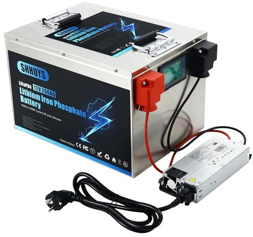 Batería de Litio LiFePO4 12V 200Ah Plus, 2560W, con BMS de 200A, hasta 15000 Ciclos, Ideal para RV, Solar y Náutica
